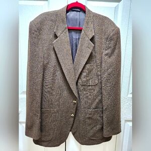 Vintage Burberrys Sport Coat Blazer Jacket Men's  Houndstooth Brown Pure Wool L.